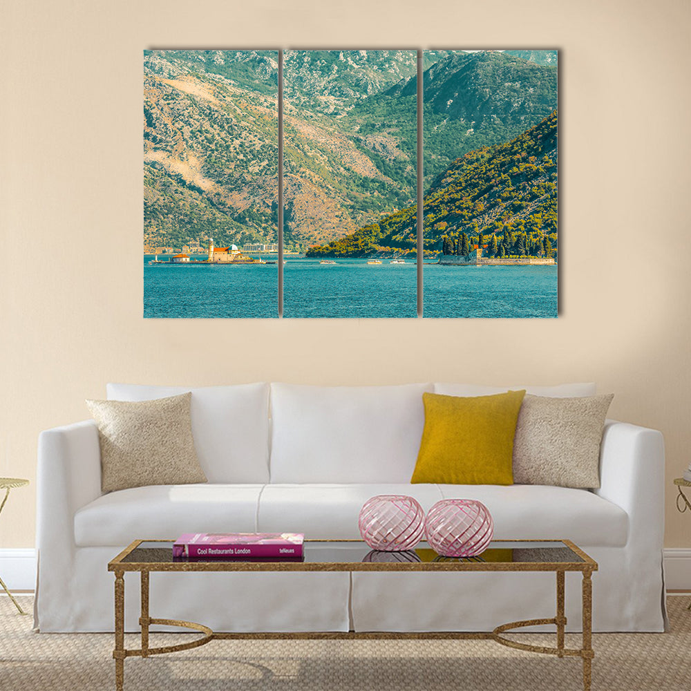 islands of Gospa Virgin of the Rocks church, Montenegro Multi panel canvas wall art