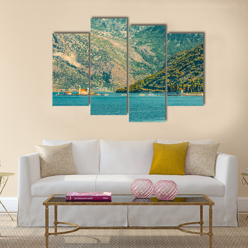 islands of Gospa Virgin of the Rocks church, Montenegro Multi panel canvas wall art