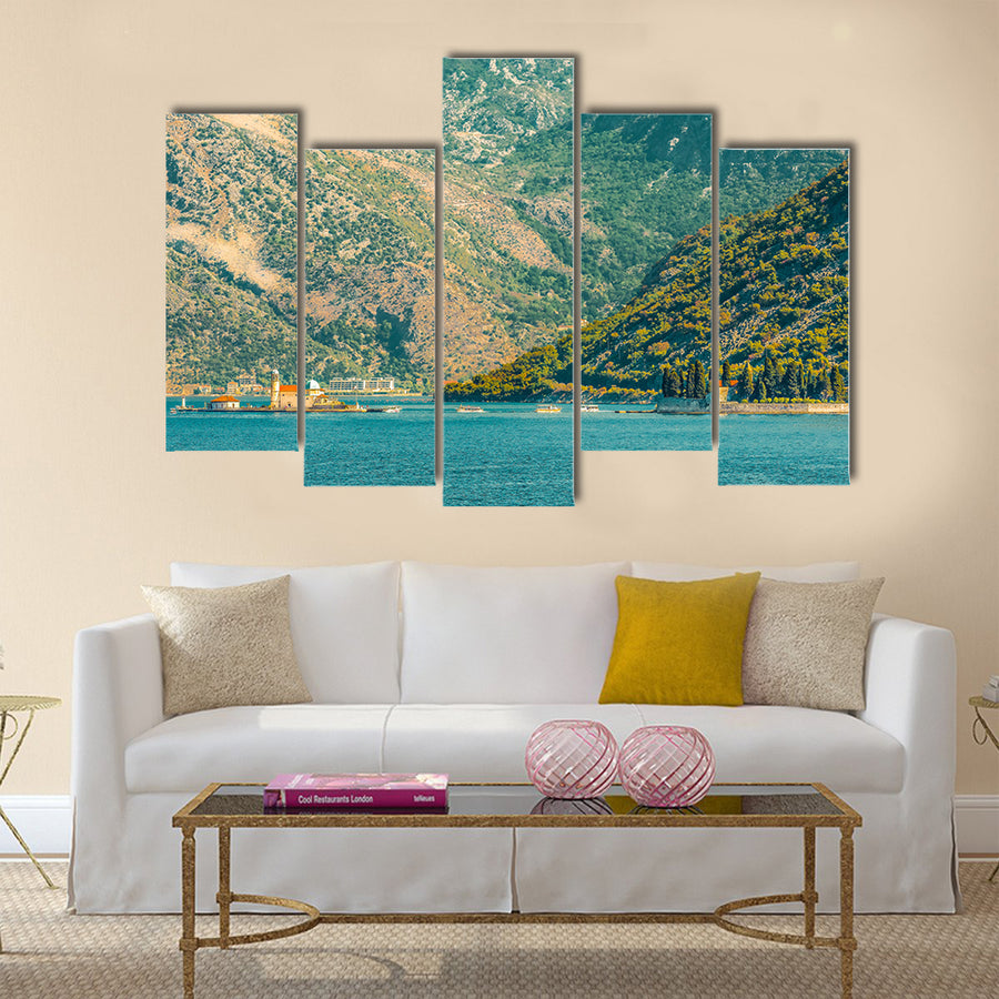 islands of Gospa Virgin of the Rocks church, Montenegro Multi panel canvas wall art