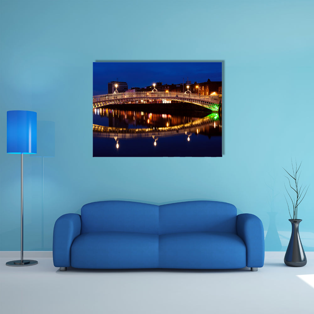 Ha'penny Bridge over Liffey River in Dublin, Ireland multi panel canvas wall art