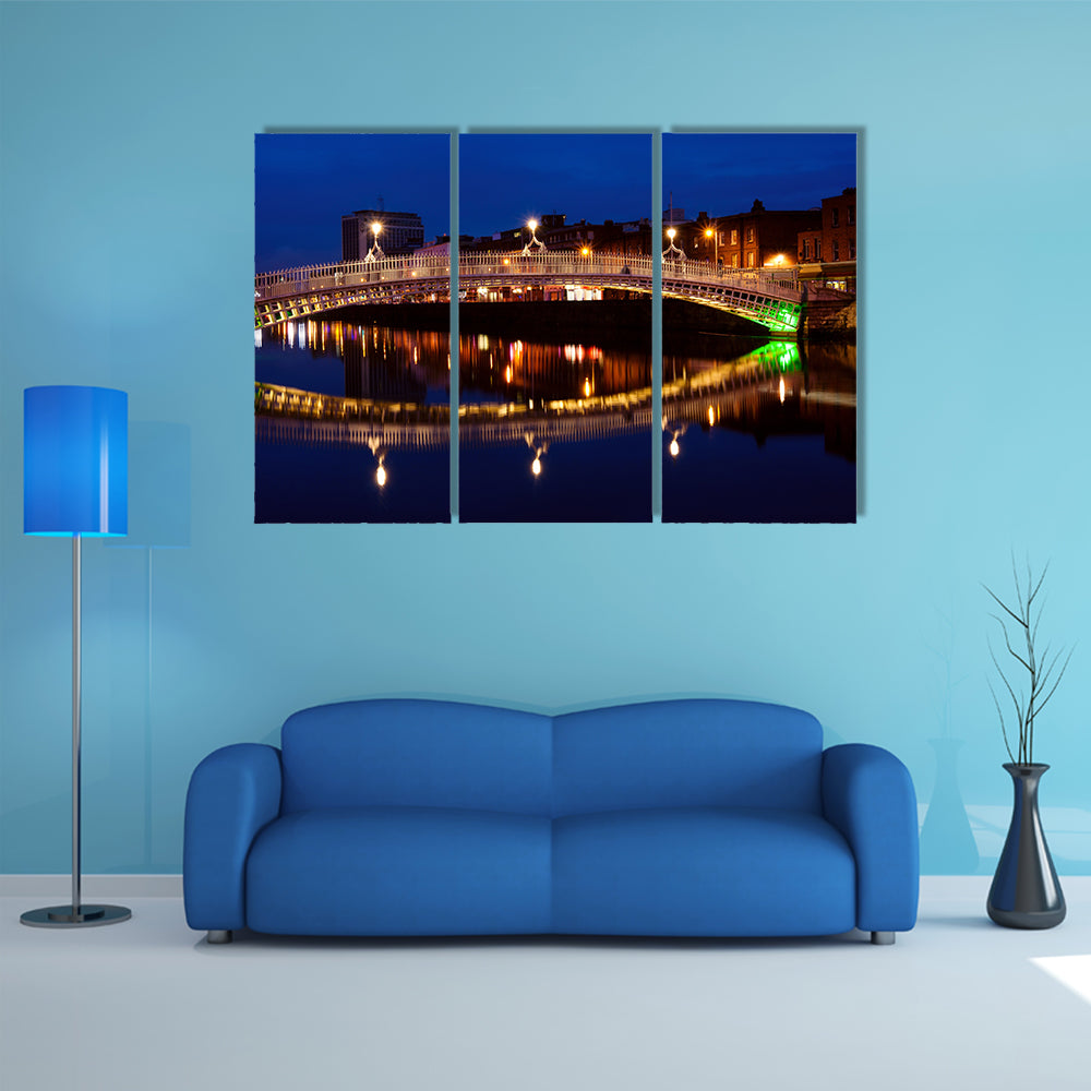 Ha'penny Bridge over Liffey River in Dublin, Ireland multi panel canvas wall art