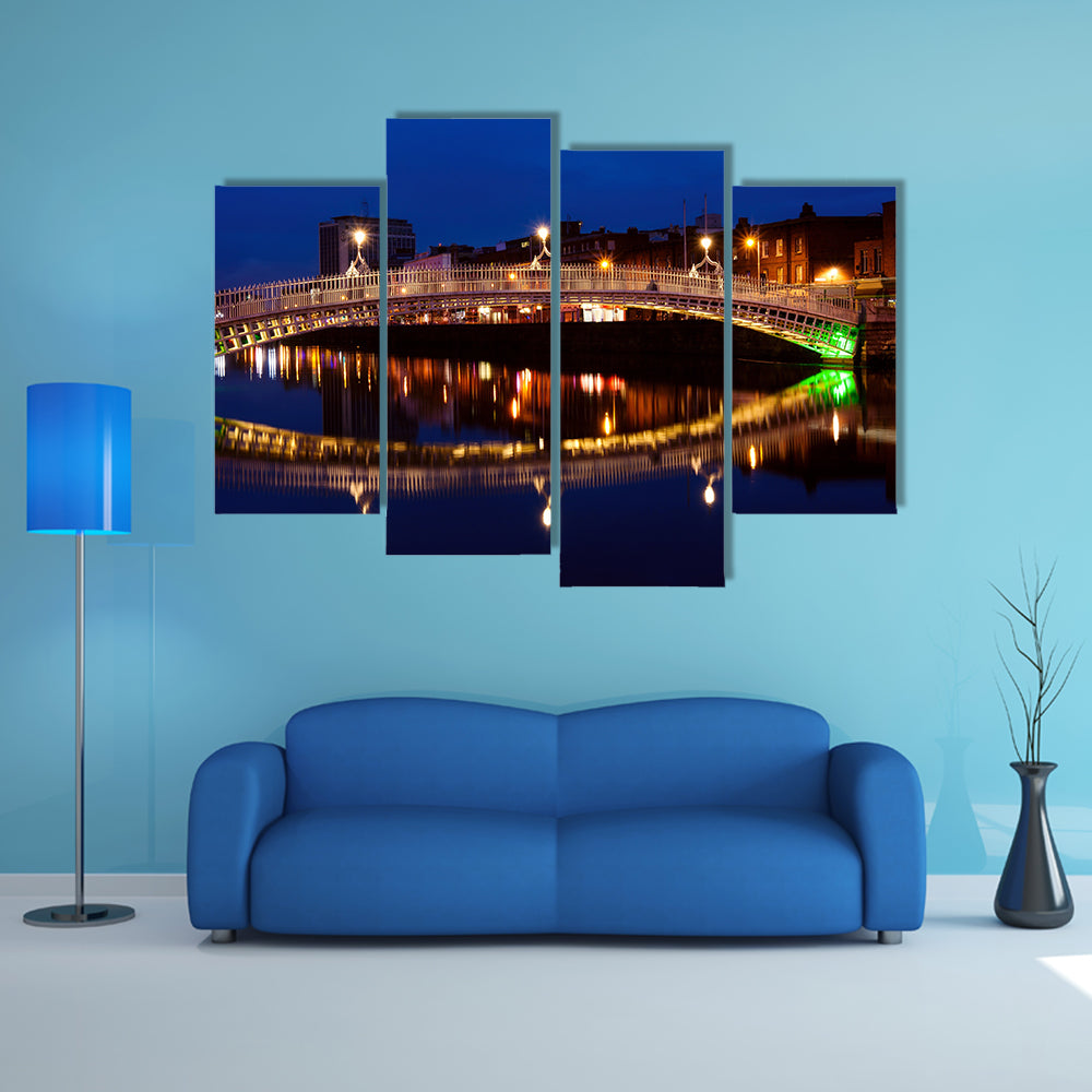 Ha'penny Bridge over Liffey River in Dublin, Ireland multi panel canvas wall art