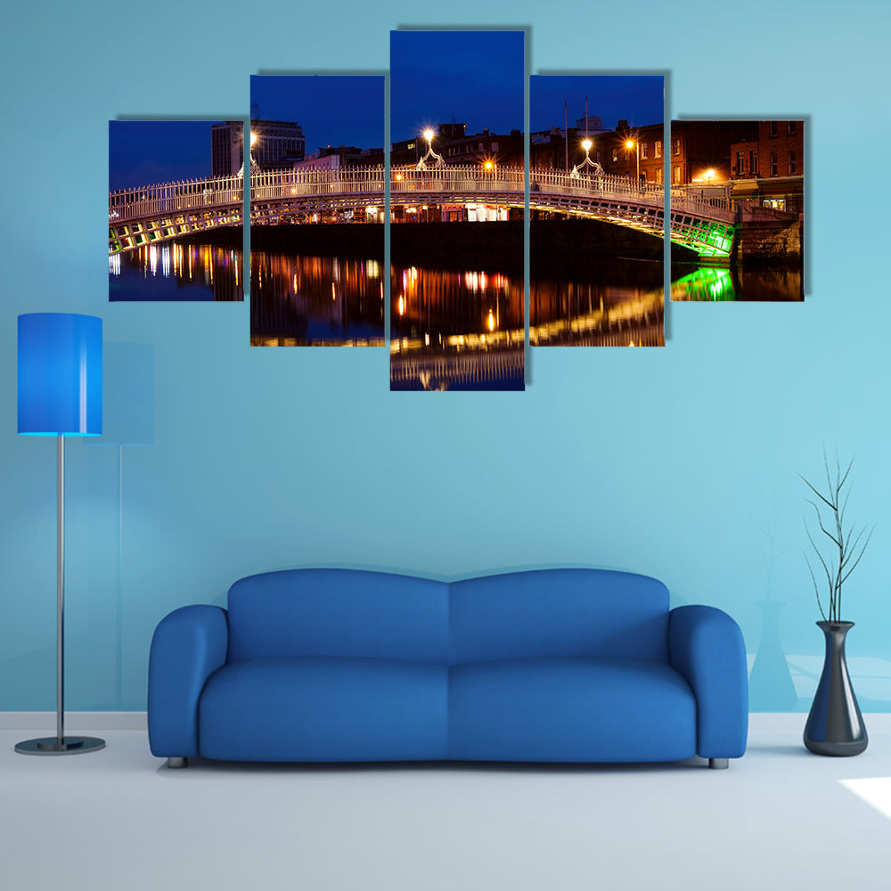 Ha'penny Bridge over Liffey River in Dublin, Ireland multi panel canvas wall art