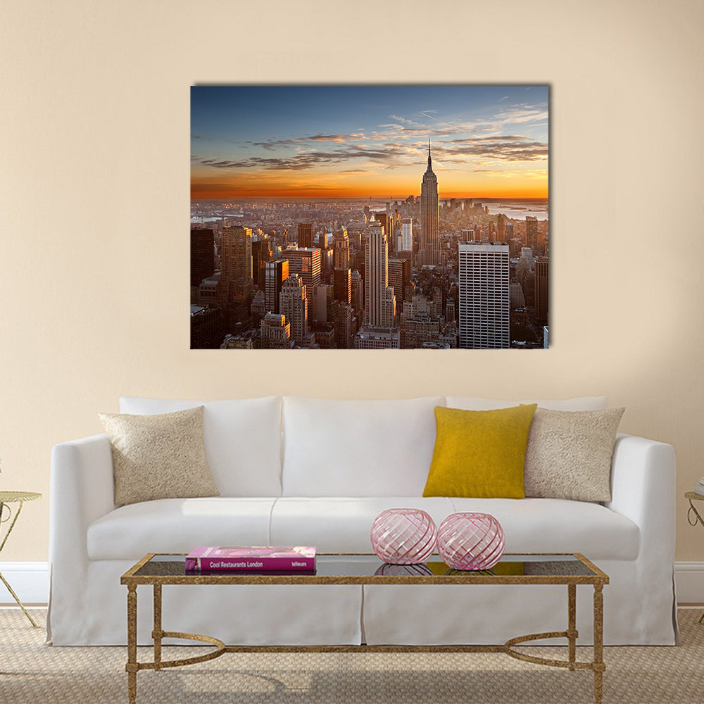 Sunset over Manhattan from Top of the Rock multi panel canvas wall art