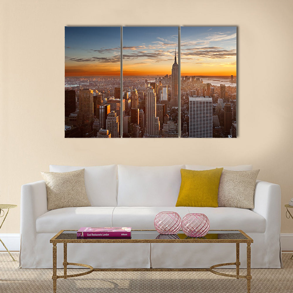 Sunset over Manhattan from Top of the Rock multi panel canvas wall art