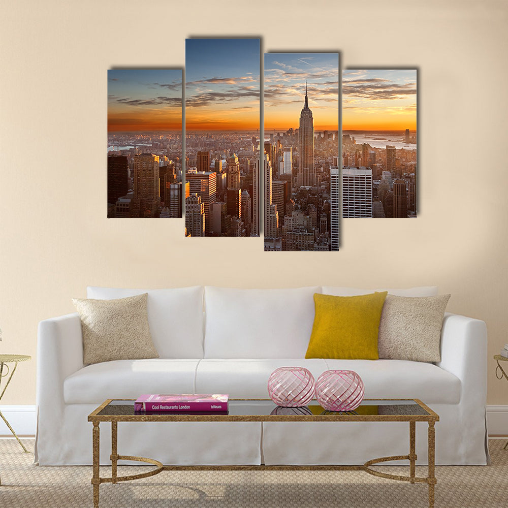 Sunset over Manhattan from Top of the Rock multi panel canvas wall art