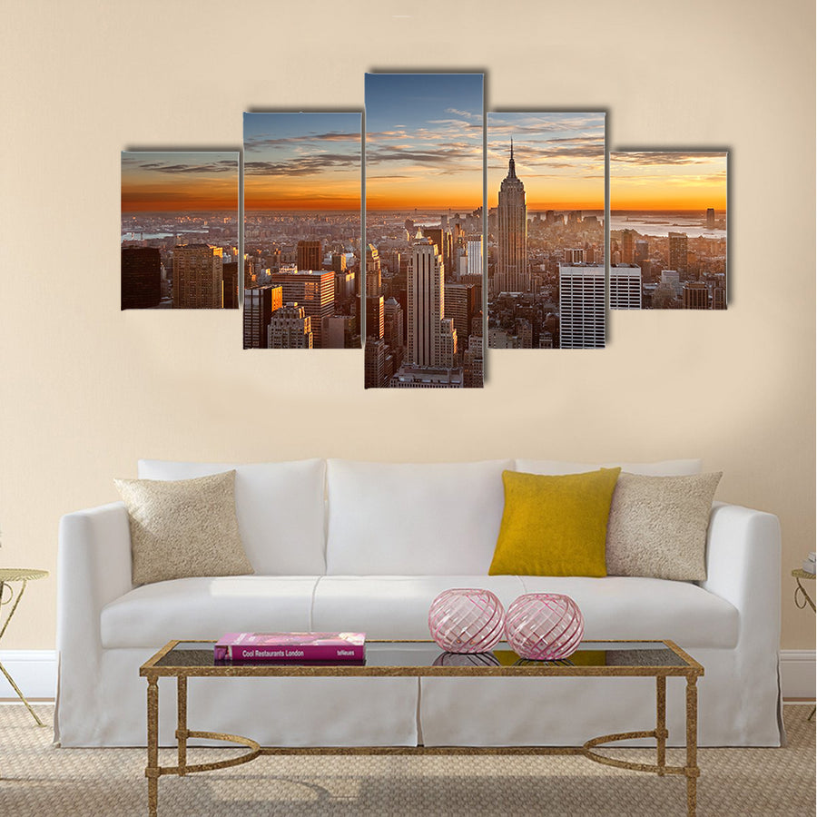 Sunset over Manhattan from Top of the Rock multi panel canvas wall art