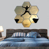 Man jump through the gap hexagonal canvas wall art