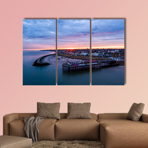 Herne Bay Pier & Neptunes arm sunrise, Kent multi panel canvas wall art