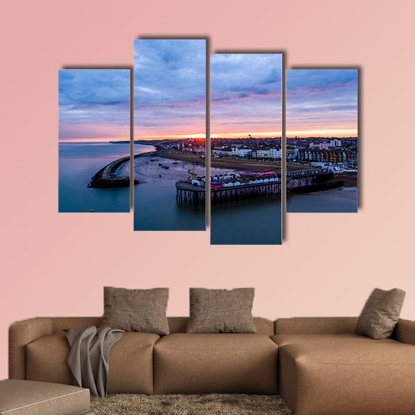 Herne Bay Pier & Neptunes arm sunrise, Kent multi panel canvas wall art