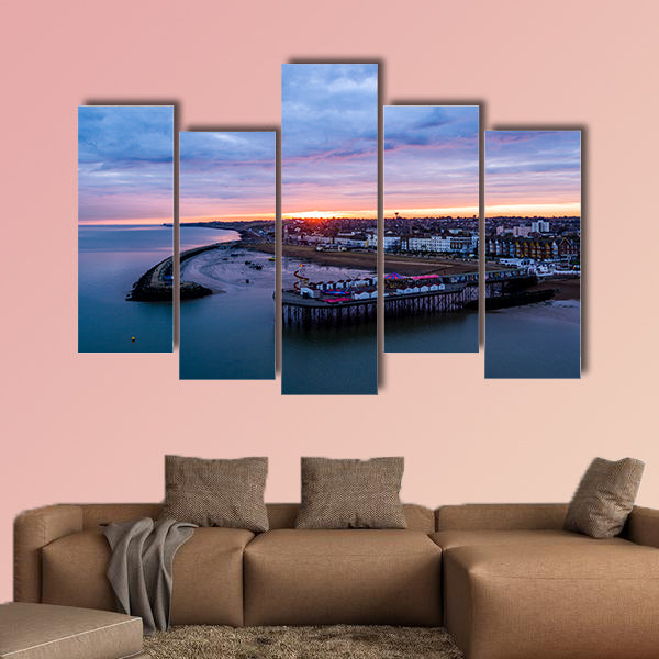 Herne Bay Pier & Neptunes arm sunrise, Kent multi panel canvas wall art