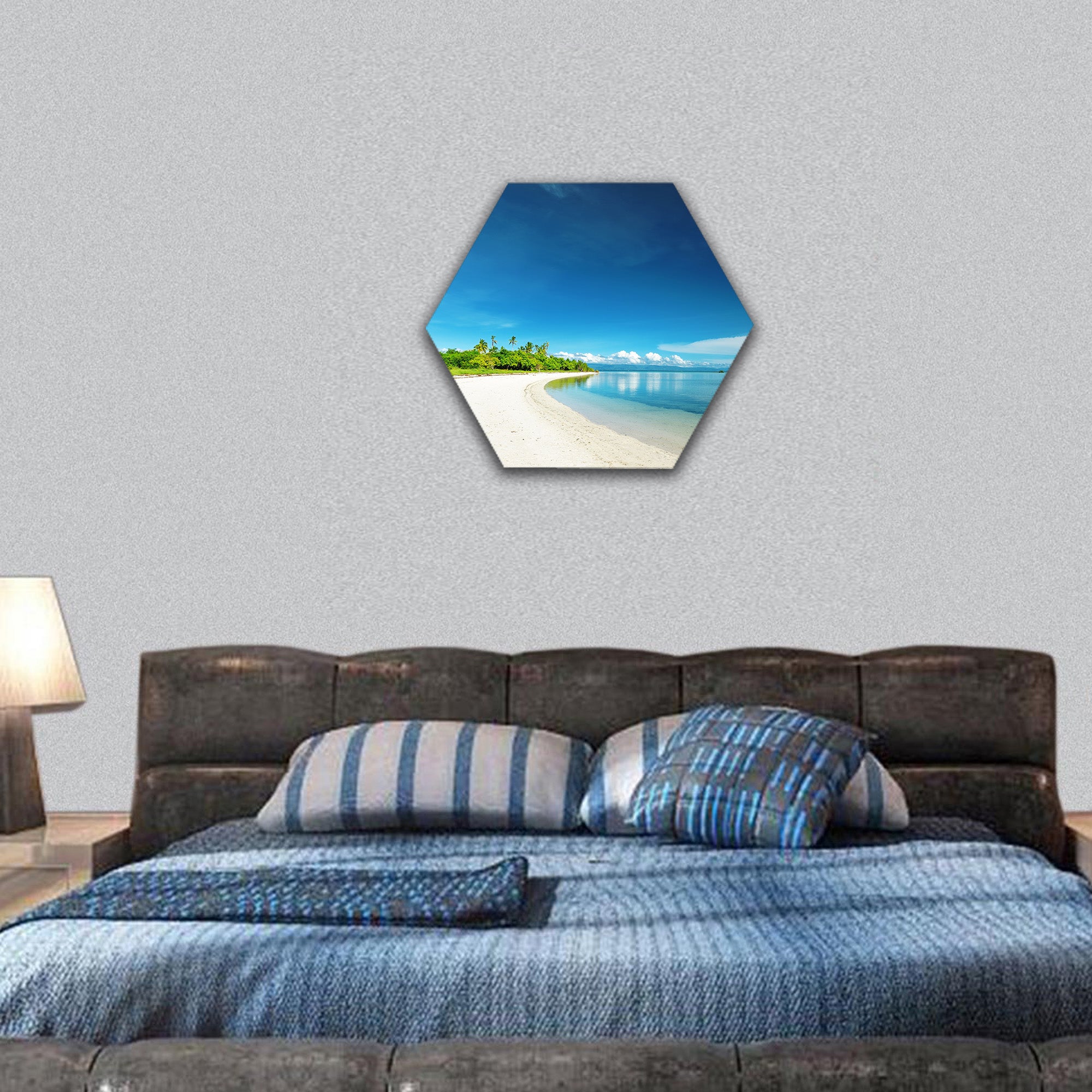 Beautiful uninhabited island at Philippines hexagonal canvas wall art