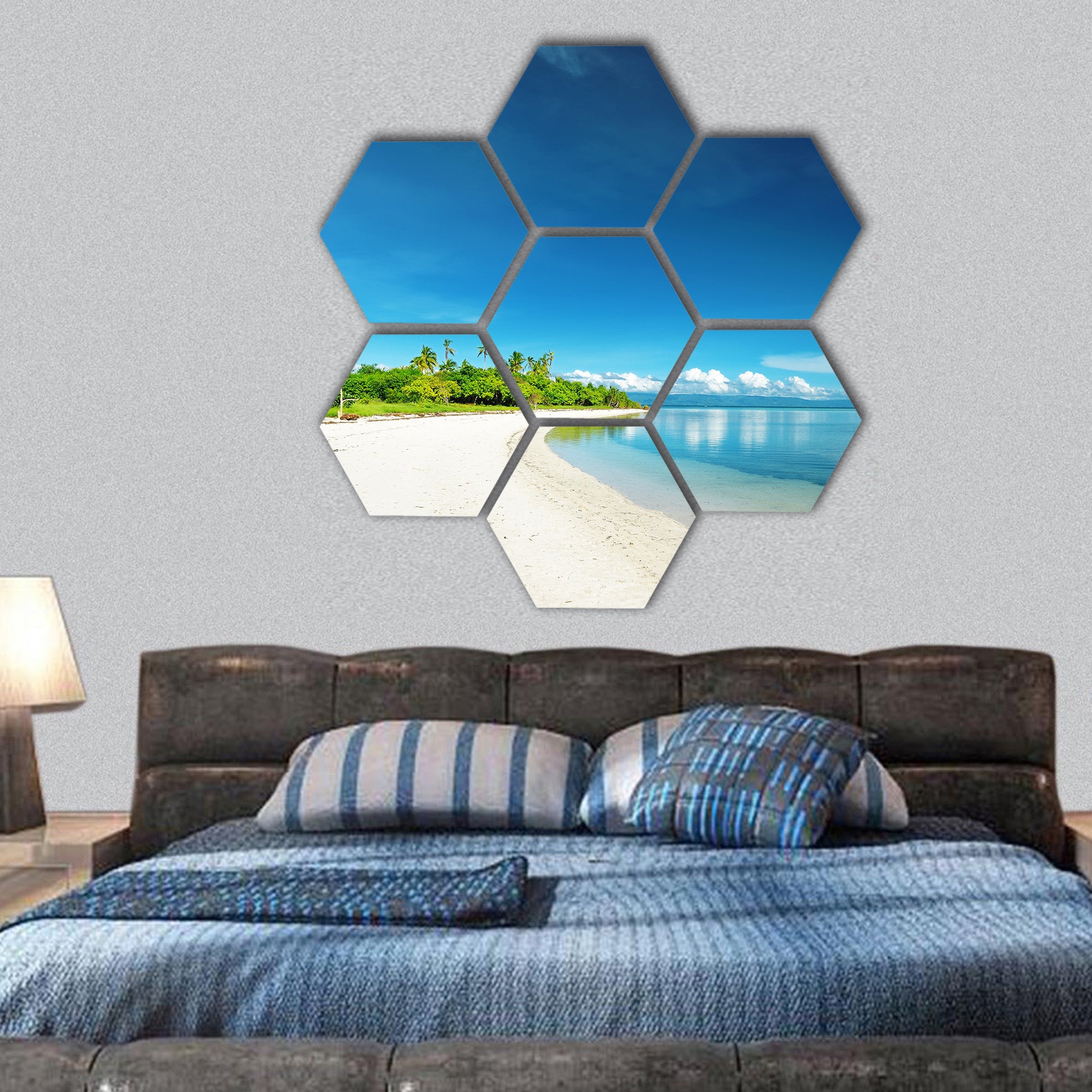 Beautiful uninhabited island at Philippines hexagonal canvas wall art