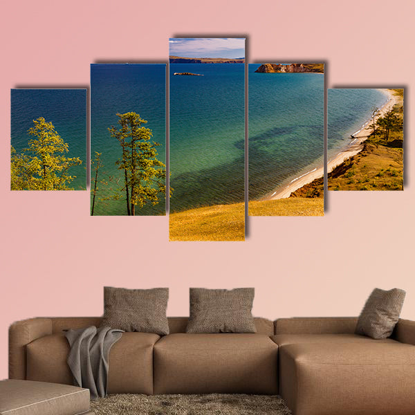 View of coast of Baikal Lake multi panel canvas wall art