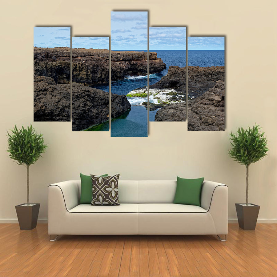 Cliffs and rocks on the Atlantic ocean coast on the island Sal in Cape Verde Multi panel canvas wall art