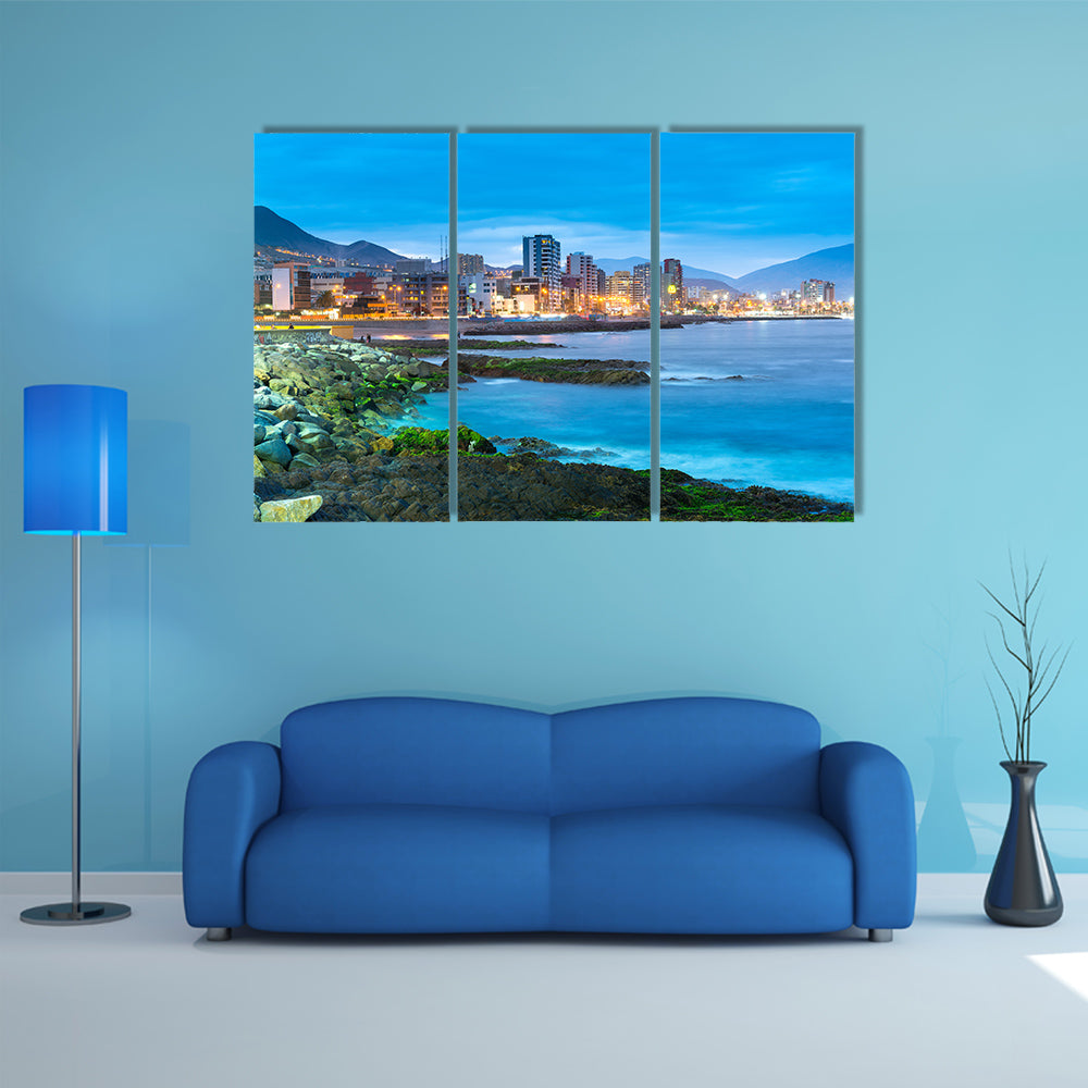 Panoramic view of the coastline of Antofagasta, multi panel canvas wall art