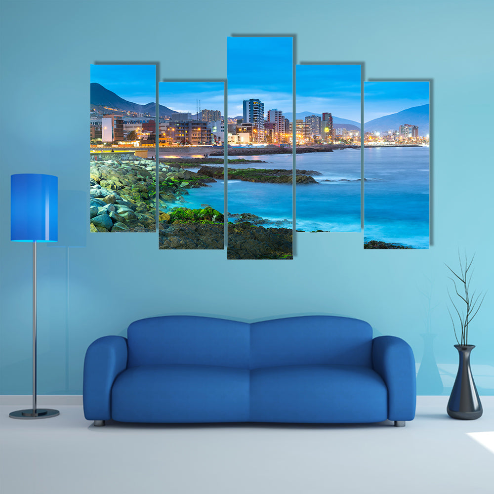 Panoramic view of the coastline of Antofagasta, multi panel canvas wall art