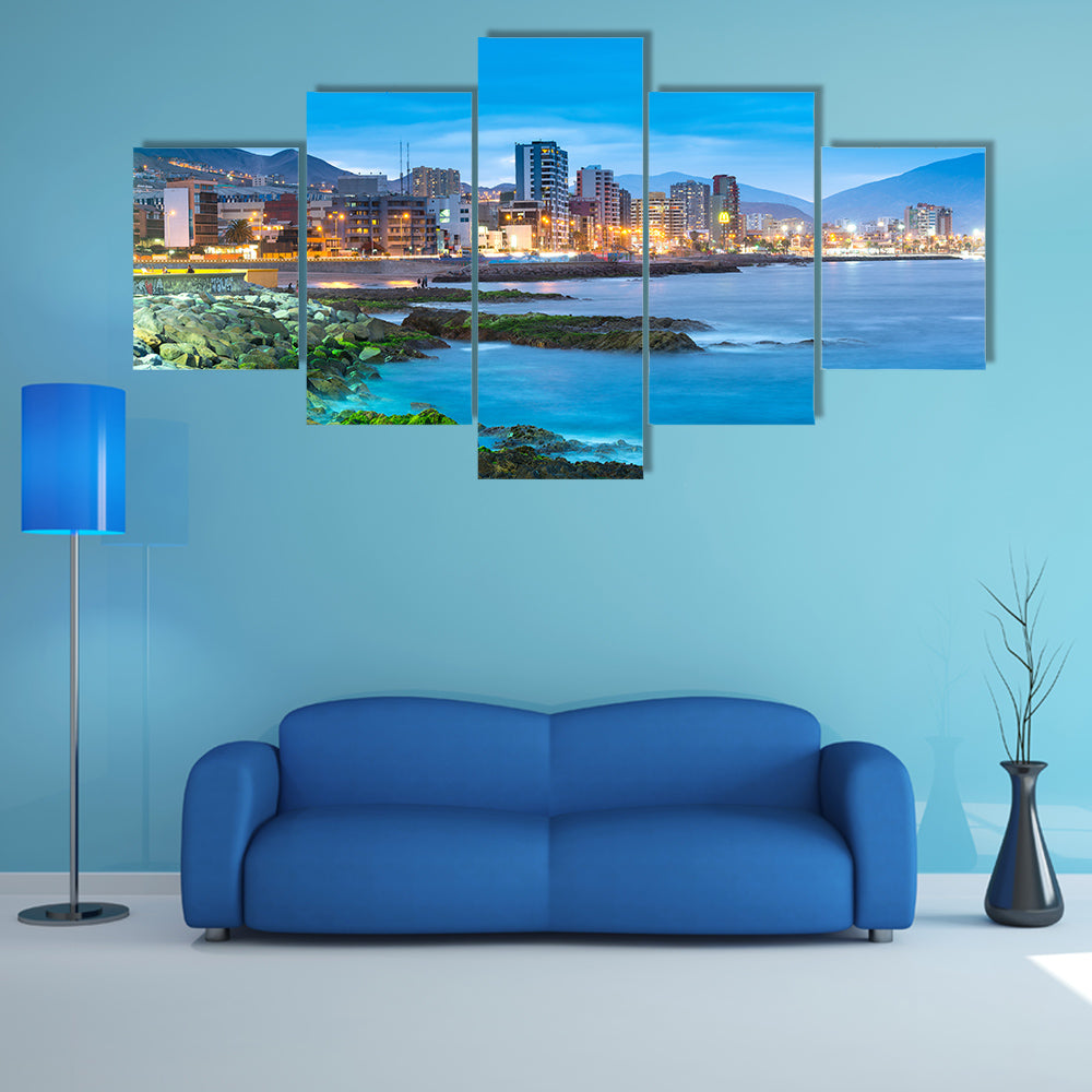 Panoramic view of the coastline of Antofagasta, multi panel canvas wall art