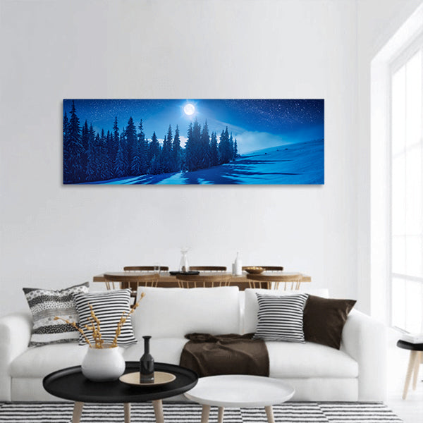 View of forest with sunrise panoramic canvas wall art