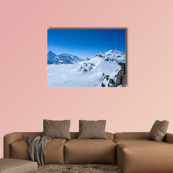 Stunning panoramic view Snow Mountain Switzerland multi panel canvas wall art