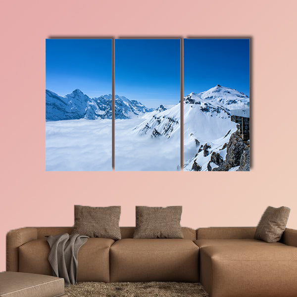 Stunning panoramic view Snow Mountain Switzerland multi panel canvas wall art
