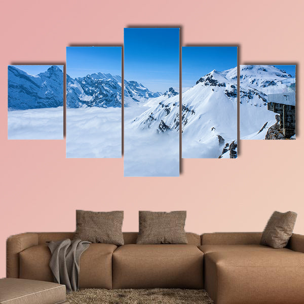 Stunning panoramic view Snow Mountain Switzerland multi panel canvas wall art