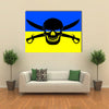 Ukrainian flag combined with the black pirate image of Jolly Roger Multi panel canvas wall art