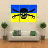 Ukrainian flag combined with the black pirate image of Jolly Roger Multi panel canvas wall art