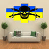 Ukrainian flag combined with the black pirate image of Jolly Roger Multi panel canvas wall art