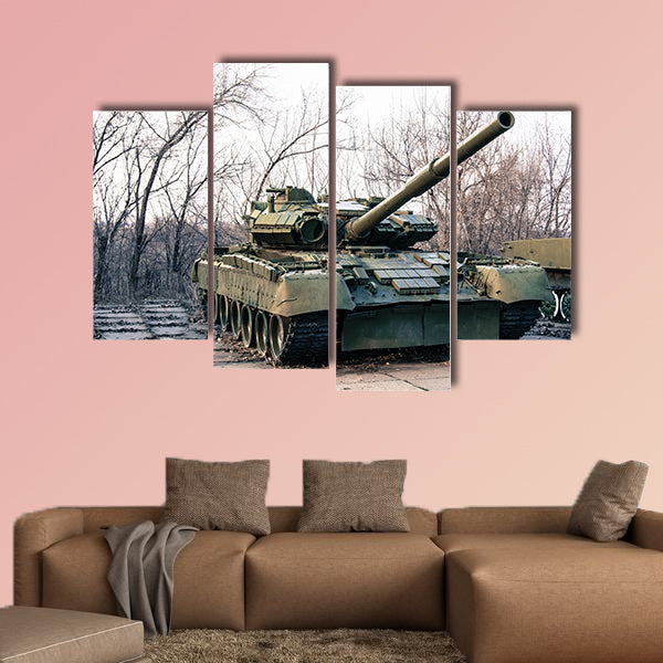  Green military tank multi panel canvas wall art
