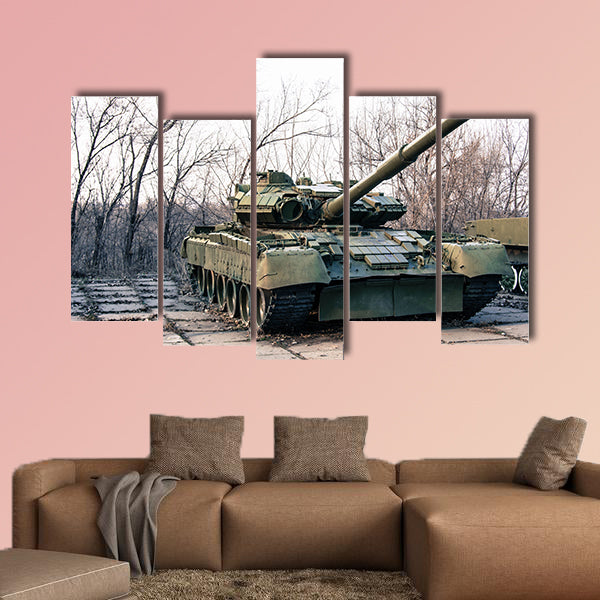  Green military tank multi panel canvas wall art