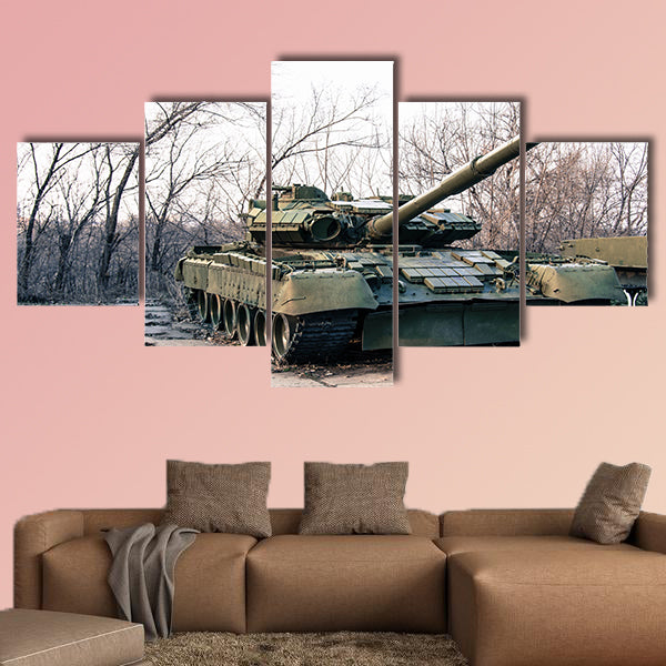  Green military tank multi panel canvas wall art