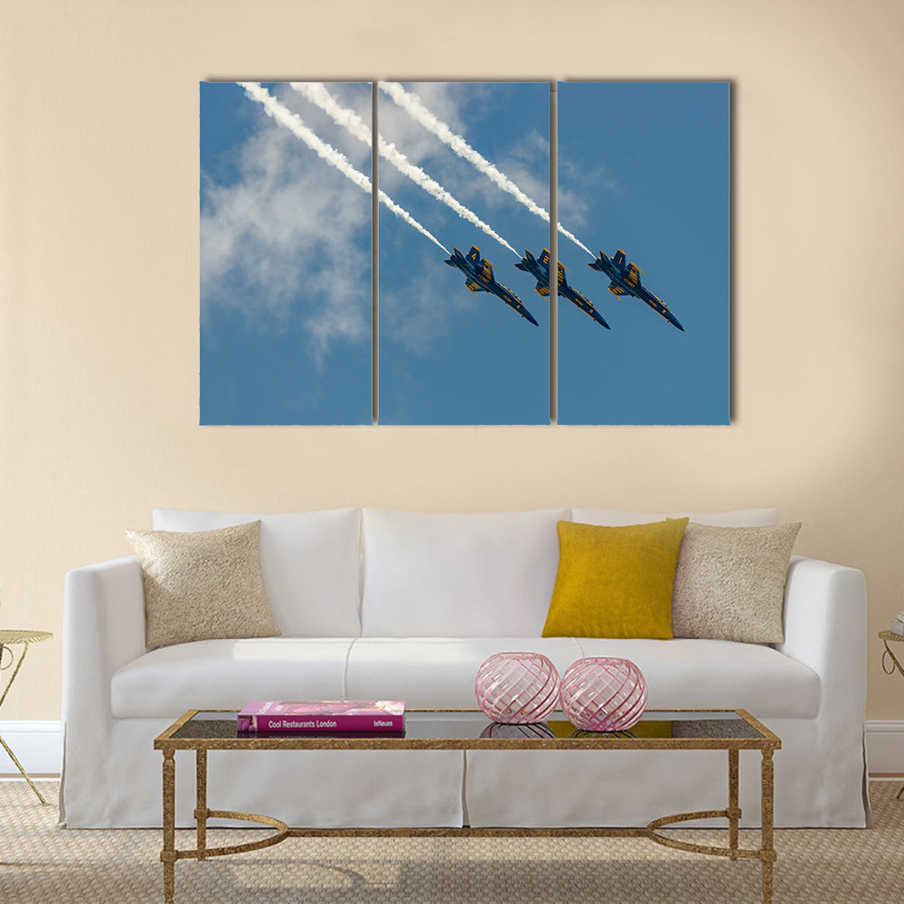 U.S.NAVY Blue Angles perform at the Stewart International Airport multi panel canvas wall art