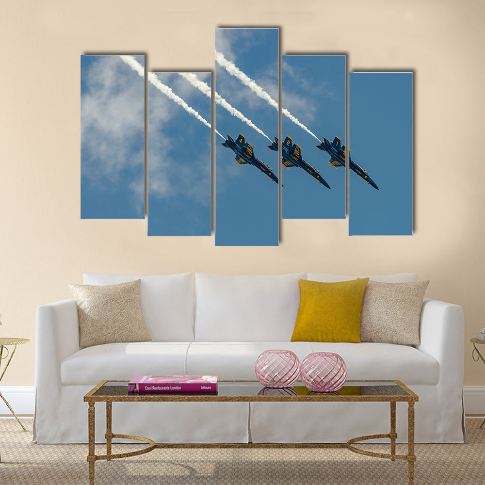 U.S.NAVY Blue Angles perform at the Stewart International Airport multi panel canvas wall art