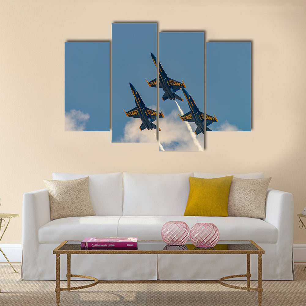 U.S.NAVY Blue Angles perform at the Stewart International Airport multi panel canvas wall art