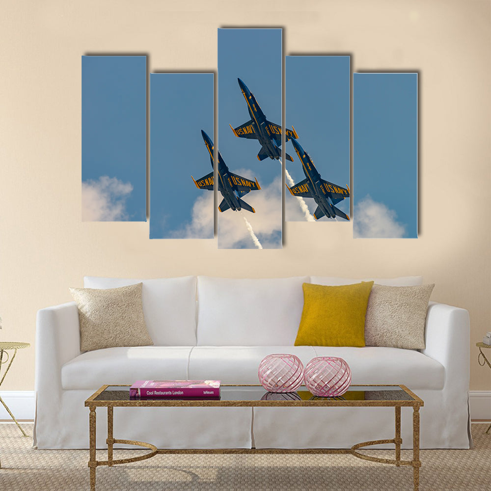 U.S.NAVY Blue Angles perform at the Stewart International Airport multi panel canvas wall art