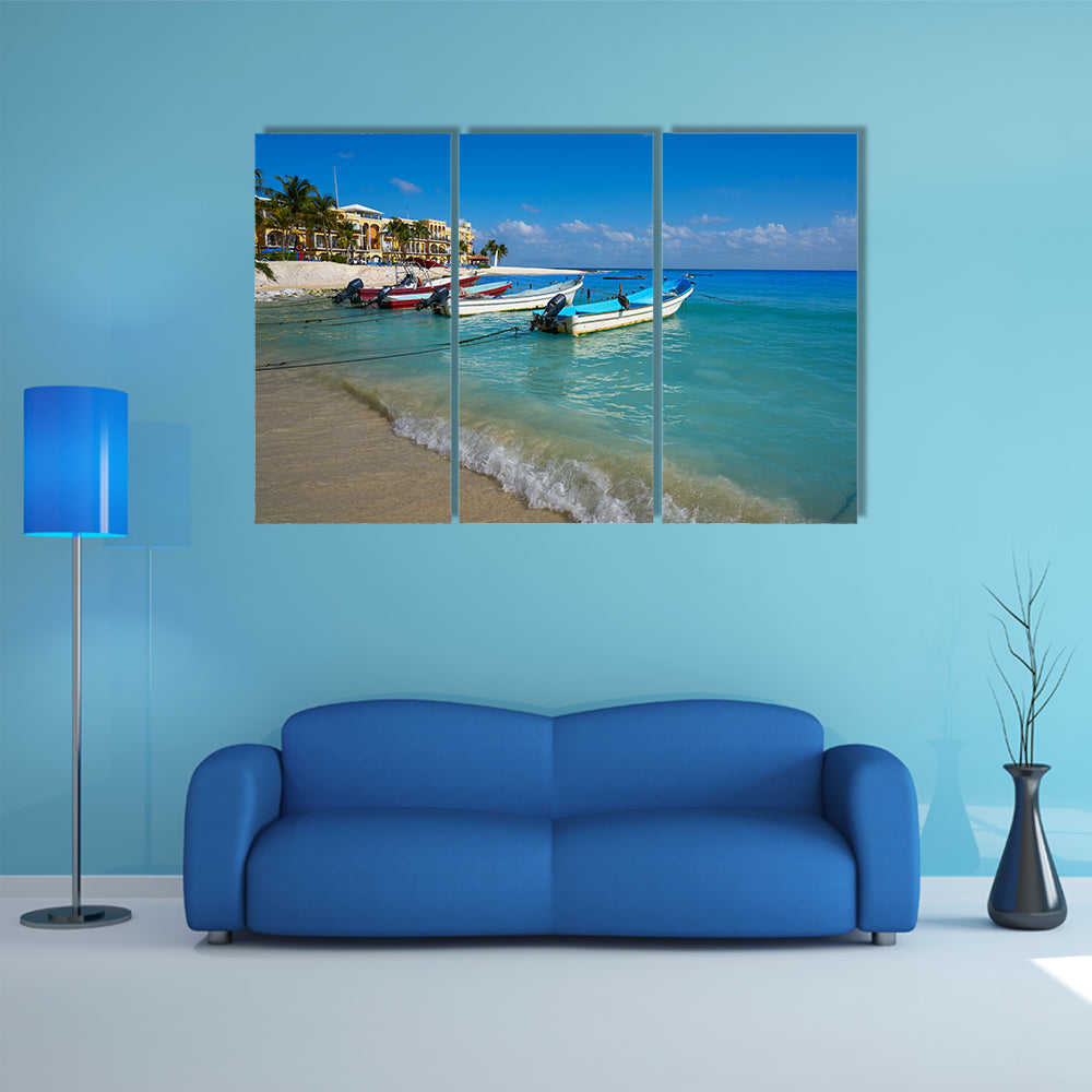 The Playa del Carmen beach in Riviera Maya Caribbean at Mayan Mexico Multi Panel canvas wall art