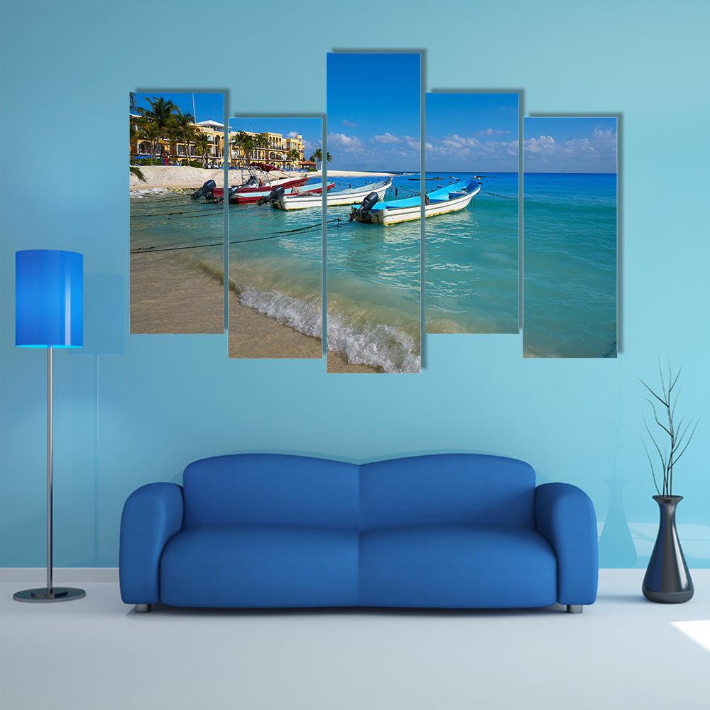The Playa del Carmen beach in Riviera Maya Caribbean at Mayan Mexico Multi Panel canvas wall art