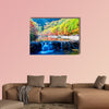 The waterfall in the autumn valley multi panel canvas wall art