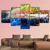 The waterfall in the autumn valley multi panel canvas wall art