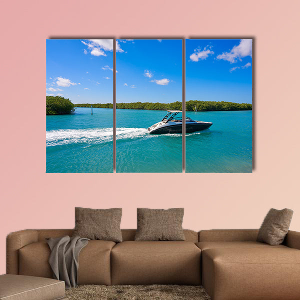 Cancun Nichupte Lagoon at Hotel Zone in Mexico Multi panel canvas wall art