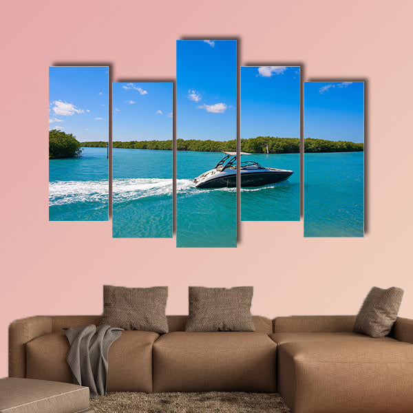 Cancun Nichupte Lagoon at Hotel Zone in Mexico Multi panel canvas wall art