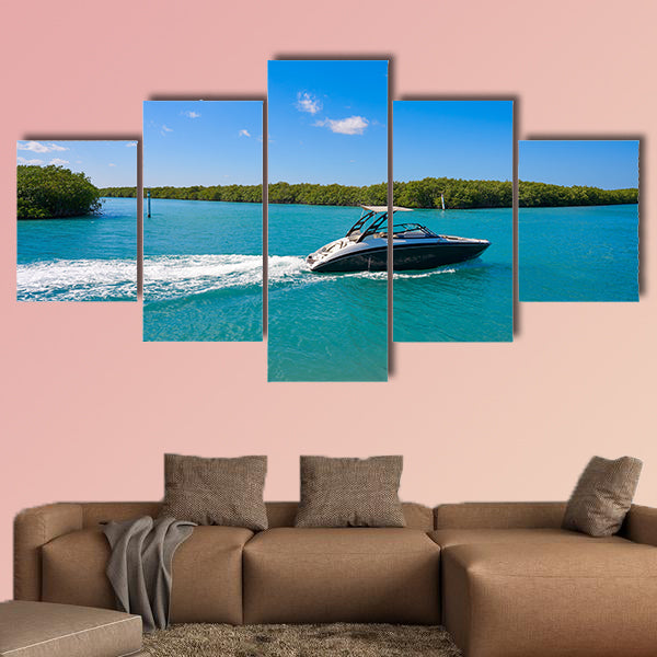 Cancun Nichupte Lagoon at Hotel Zone in Mexico Multi panel canvas wall art