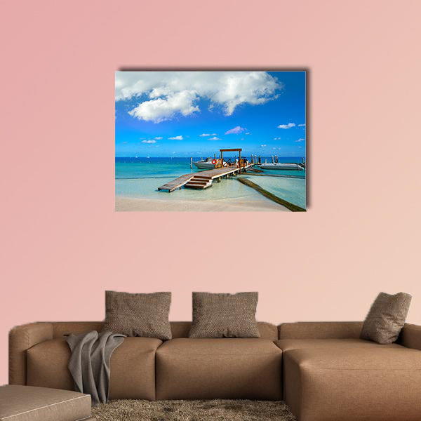 Cancun Playa Linda beach in Hotel Zone at Mexico Multi panel canvas wall art