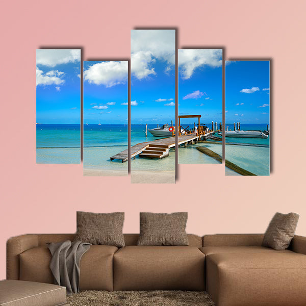 Cancun Playa Linda beach in Hotel Zone at Mexico Multi panel canvas wall art