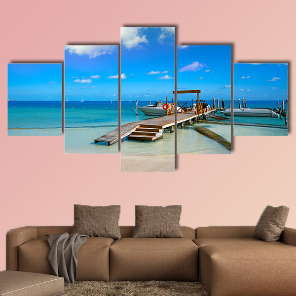 Cancun Playa Linda beach in Hotel Zone at Mexico Multi panel canvas wall art
