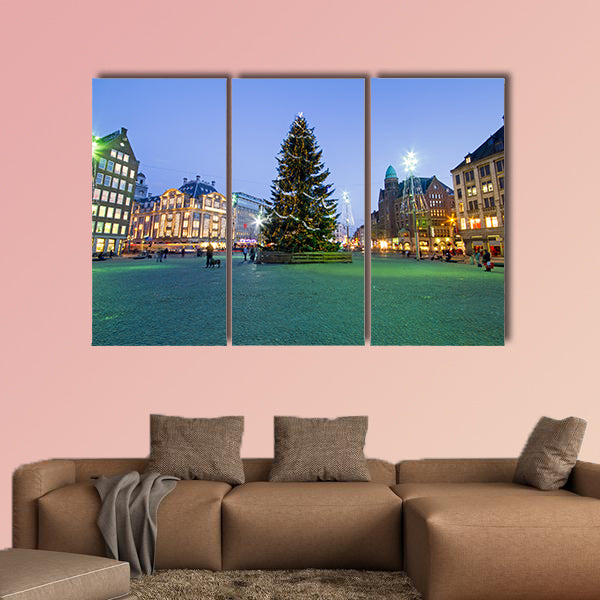 Christmas on the Damsquare in Amsterdam in the Netherlands wall art