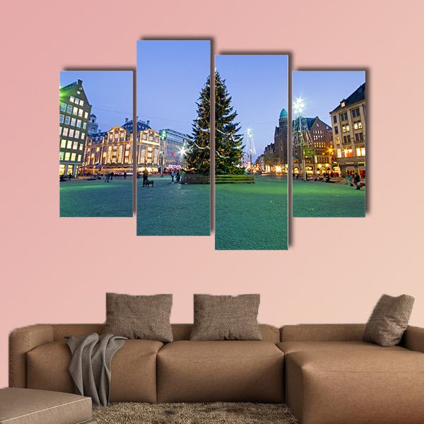Christmas on the Damsquare in Amsterdam in the Netherlands wall art