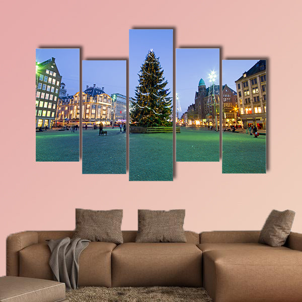 Christmas on the Damsquare in Amsterdam in the Netherlands wall art