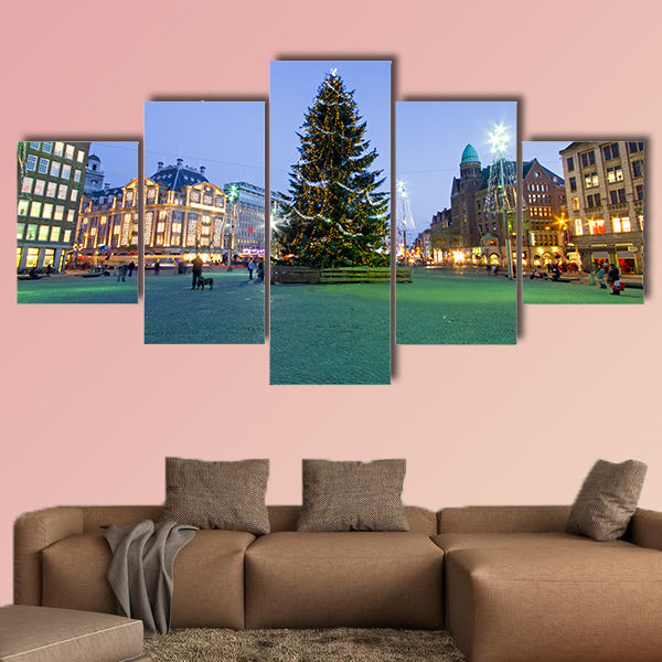 Christmas on the Damsquare in Amsterdam in the Netherlands wall art
